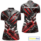 Red Claw Marks Custom Bowling Jersey, Bowling Tournament Quarter-Zip Shirt