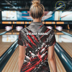 Red Claw Marks Custom Bowling Jersey, Bowling Tournament Quarter-Zip Shirt
