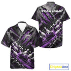 Purple Claw Marks Custom Bowling Jersey, Bowling Tournament And Button Up Shirt Team Uniform