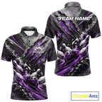 Purple Claw Marks Custom Bowling Jersey, Bowling Tournament Polo Shirt Team Uniform