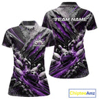 Purple Claw Marks Custom Bowling Jersey, Bowling Tournament Polo Shirt Team Uniform