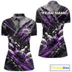 Purple Claw Marks Custom Bowling Jersey, Bowling Tournament Quarter-Zip Shirt