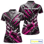 Pink Claw Marks Custom Bowling Jersey, Bowling Tournament Polo Shirt Team Uniform