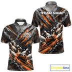 Orange Claw Marks Custom Bowling Jersey, Bowling Tournament Polo Shirt Team Uniform