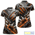 Orange Claw Marks Custom Bowling Jersey, Bowling Tournament Polo Shirt Team Uniform