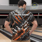 Orange Claw Marks Custom Bowling Jersey, Bowling Tournament Quarter Zip Shirt Team Uniform
