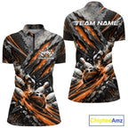 Orange Claw Marks Custom Bowling Jersey, Bowling Tournament Quarter-Zip Shirt