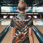 Orange Claw Marks Custom Bowling Jersey, Bowling Tournament Quarter-Zip Shirt