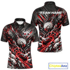 Custom Red Eagle Bowling Polo Shirt, Bowling Team Jersey Bowlers Outfit