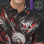 Custom Red Eagle Bowling Polo Shirt, Bowling Team Jersey Bowlers Outfit