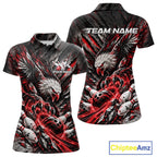 Custom Red Eagle Bowling Polo Shirt, Bowling Team Jersey Bowlers Outfit