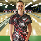 Custom Red Eagle Bowling Polo Shirt, Bowling Team Jersey Bowlers Outfit