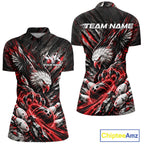 Custom Red Eagle Bowling Quarter-Zip Shirt, Bowling Team Jersey Bowlers Outfit