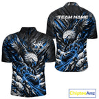 Custom Blue Eagle Bowling Quarter Zip Shirt, Bowling Team Jersey Bowlers Outfit