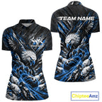 Custom Blue Eagle Bowling Quarter-Zip Shirt, Bowling Team Jersey Bowlers Outfit