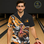 Yellow Camo Custom Funny Turkey Bowling And Hawaiian Shirt, Thanksgiving Bowling Tournament