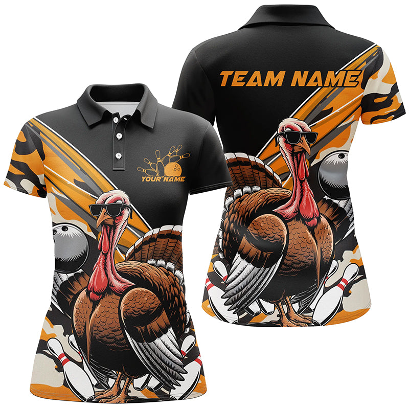 Black And Yellow Camo Custom Funny Turkey Bowling Shirts, Thanksgiving Bowling