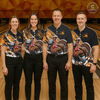 Black And Yellow Camo Custom Funny Turkey Bowling Shirts, Thanksgiving Bowling Tournament