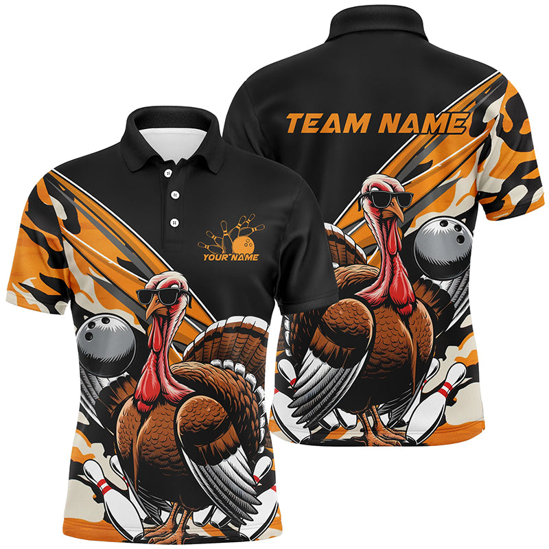 Black And Yellow Camo Custom Funny Turkey Bowling Shirts, Thanksgiving Bowling Tournament