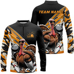 Black And Yellow Camo Custom Funny Turkey Bowling Shirts, Thanksgiving Bowling Tournament