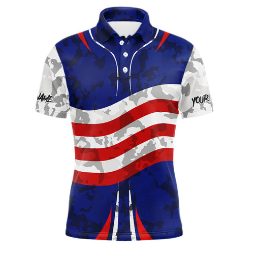 Camo American flag bowling jersey custom bowling polo, 1/4 zip shirts, bowling league shirts