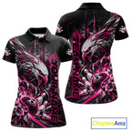 Custom Pink Grunge Eagle Bowling Polo Shirt, Team League Shirt Bowlers Outfit