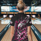 Custom Pink Grunge Eagle Bowling Polo Shirt, Team League Shirt Bowlers Outfit