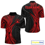 Custom Black And Red Tribal Pattern Bowling Team Quarter Zip Shirt, Bowling League Shirt