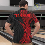 Custom Black And Red Tribal Pattern Bowling Team Quarter Zip Shirt, Bowling League Shirt