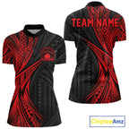 Custom Black And Red Tribal Bowling Team Quarter-Zip Shirt, Bowling League Shirt