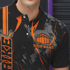Custom Orange Strike Bowling Shirts Polo Orange Camo Bowling Team Jerseys Bowling League