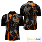 Custom Orange Strike Bowling Shirts, Orange Camo Bowling Team Jerseys