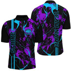 Custom Blue Purple Strike Bowling Shirts Quarter Zip Camo Bowling Team Jerseys Bowling League