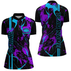 Custom Blue Purple Strike Bowling Shirts Quarter Zip Camo Bowling Team Jerseys
