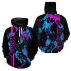 Custom Blue And Pink Strike Bowling Hoodie Shirts And Camo Bowling Team Jerseys Bowling League