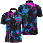 Custom Blue And Pink Strike Bowling Shirts Polo Camo Bowling Team Jerseys Bowling League