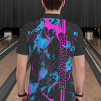Custom Blue And Pink Strike Bowling Shirts Polo Camo Bowling Team Jerseys Bowling League
