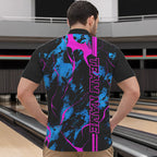Custom Blue Pink Strike Bowling Shirts Quarter Zip Camo Bowling Team Jerseys Bowling League
