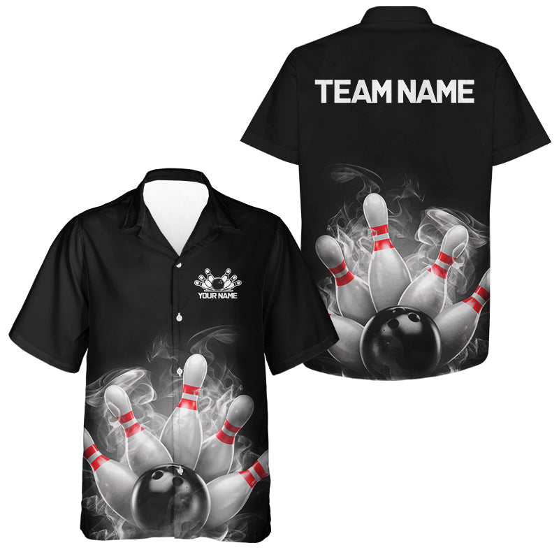 Custom Smoke Bowling Hawaiian Shirts, Bowling Uniform Team Bowling Jerseys