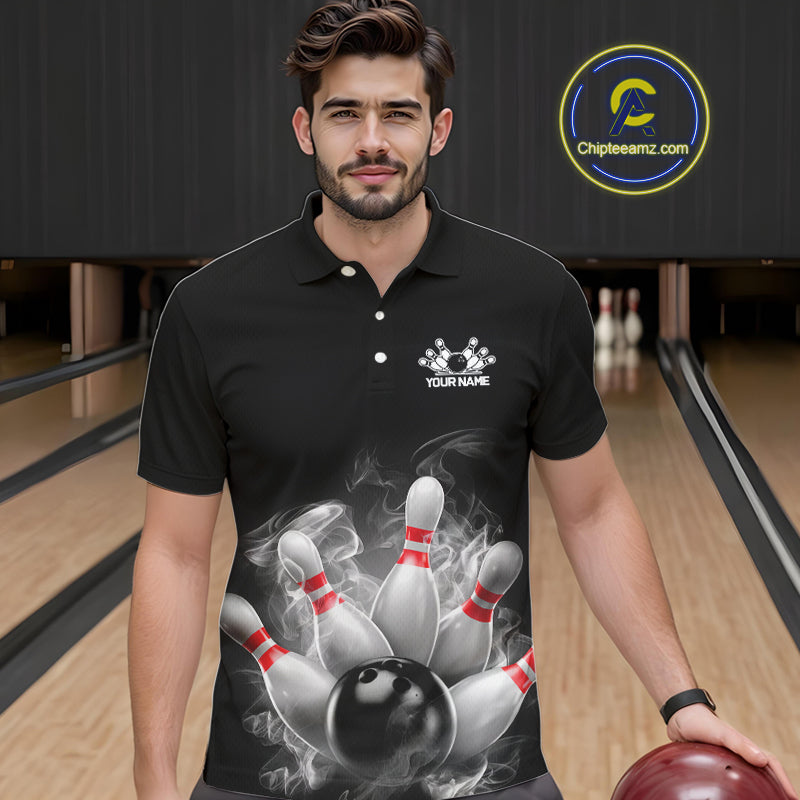 Custom Smoke Bowling Shirts, Bowling Uniform Team Bowling Jerseys