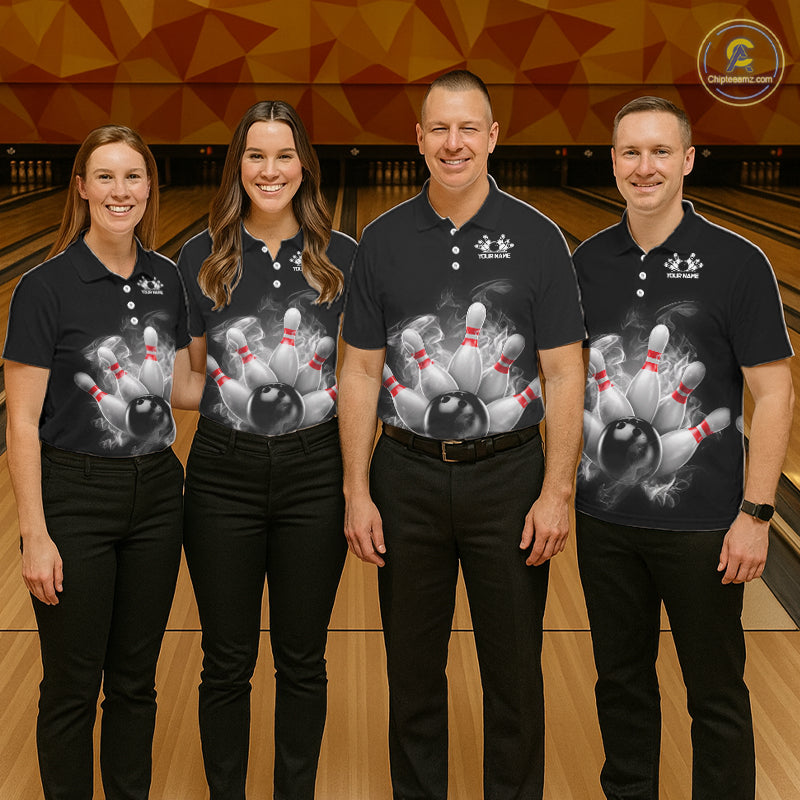Custom Smoke Bowling Shirts, Bowling Uniform Team Bowling Jerseys