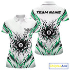 Custom Green 8 Ball Billiard Impact Polo Shirt, Billiard League Team Jersey