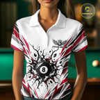 Custom Red 8 Ball Billiard Impact Polo Shirt, Billiard League Team Jersey