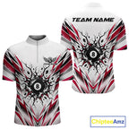 Custom Red 8 Ball Billiard Impact Quarter Zip Shirt, Billiard League Team Jersey
