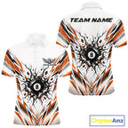 Custom Orange 8 Ball Billiard Impact Polo Shirt, Billiard League Team Jersey