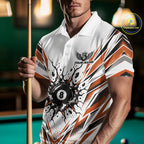 Custom Orange 8 Ball Billiard Impact Polo Shirt, Billiard League Team Jersey