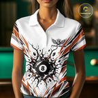 Custom Orange 8 Ball Billiard Impact Polo Shirt, Billiard League Team Jersey