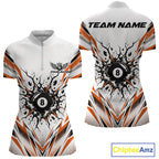 Custom Orange 8 Ball Billiard Impact Billiard League Quarter-Zip Team Shirt