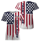 Custom American Flag Pickleball T-Shirts, Patriotic Pickleball Jerseys For Team