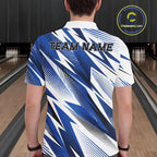 Custom Blue Bowling Team Polo Shirts, Bowling League Shirt Bowler Jerseys